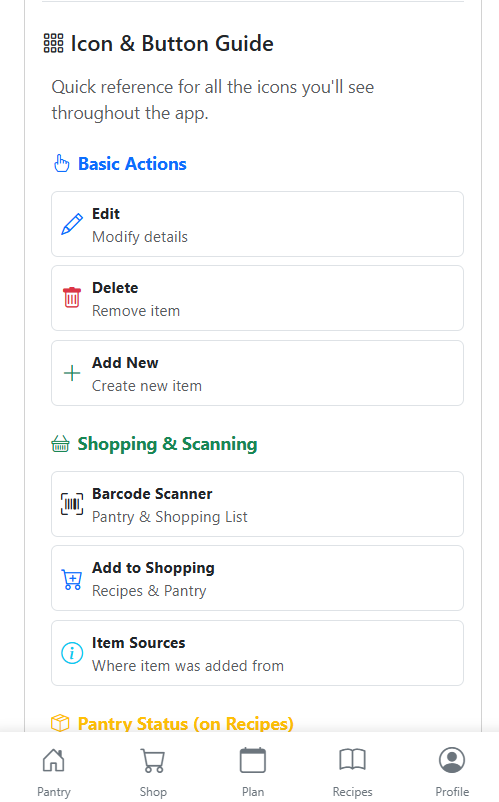Help and settings in light mode
